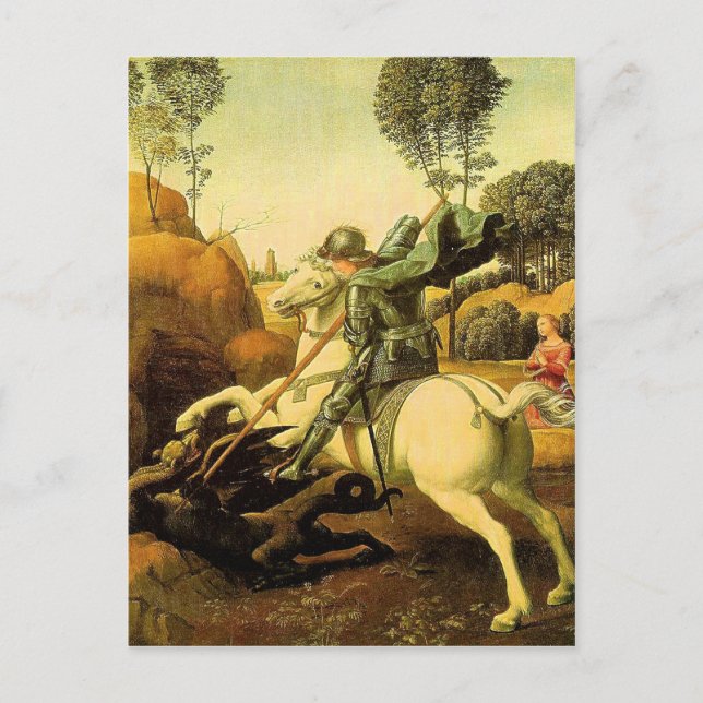 Carte Postale "Saint George et le dragon" de Raphaël (vers 1505) (Devant)