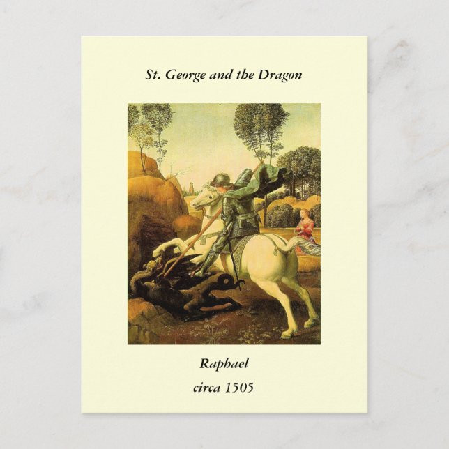 Carte Postale "Saint George et le dragon" de Raphaël (vers 1505) (Devant)