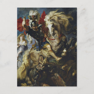 Carte Postale Saint Georges combat le dragon par Pierre Paul Rub
