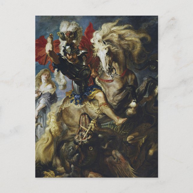 Carte Postale Saint Georges combat le dragon par Pierre Paul Rub (Devant)
