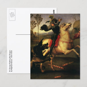 Carte Postale Saint Georges combattant le dragon de Raphaël Sanz