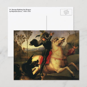 Carte Postale Saint Georges combattant le dragon de Raphaël Sanz