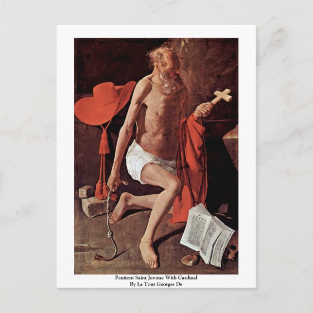Carte Postale Saint Jérôme pénitent avec Cardinal (Devant)