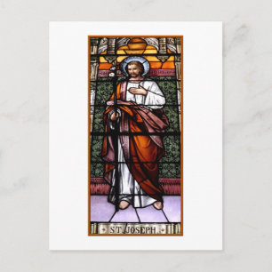 Carte Postale Saint Joseph priez pour nous - vitraux