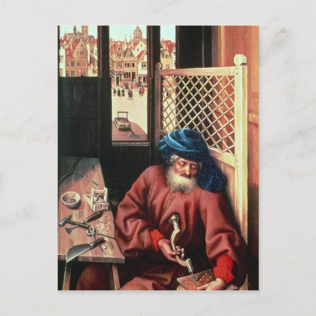 Carte Postale Saint-Joseph représenté comme charpentier médiéval (Devant)