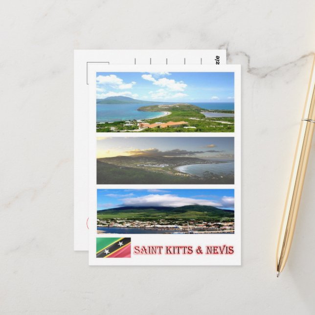 Carte Postale Saint-Kitts-et-Nevis - Mosaïque - (Devant/Arrière en situation)