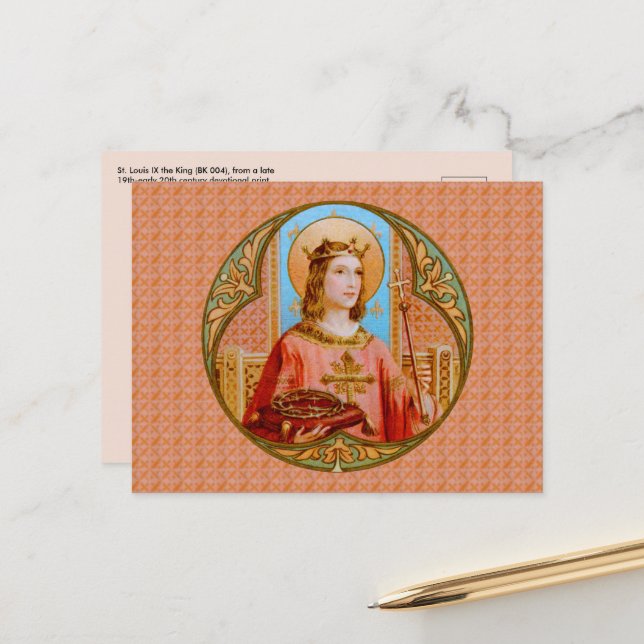 Carte Postale Saint Louis IX le roi (BK 004) (Devant/Arrière en situation)