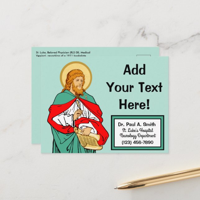 Carte Postale Saint Luc, Médecin bien-aimé (RLS 08 ; MedVers.) (Devant/Arrière en situation)