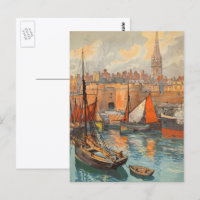 Saint Malo, France, Art de l'affiche de voyage vin