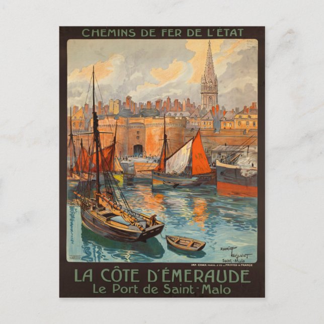 Carte Postale Saint Malo France - Poster de voyage en français V (Devant)