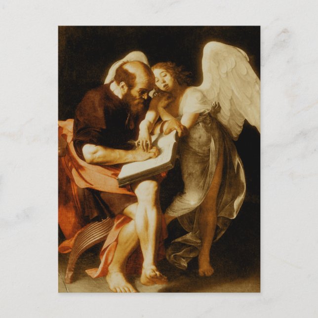 Carte postale Saint Matthieu et l'ange de Caravage (Devant)
