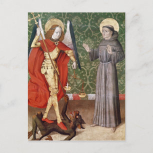 Carte Postale Saint Michel et Saint François d'Assise, vers 1480