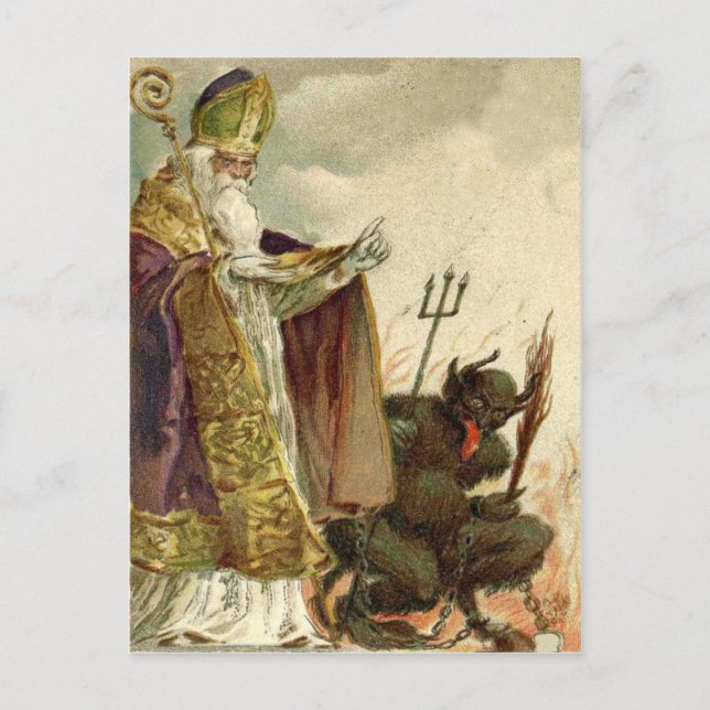 Carte Postale Saint Nicolas Krampus Fourche Prêtre (Devant)