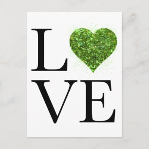 Carte Postale Saint Patrick   Amour   coeur étincelant vert
