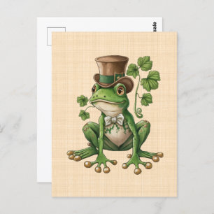 Carte Postale Saint Patrick - Grenouille Chapeau irlandais