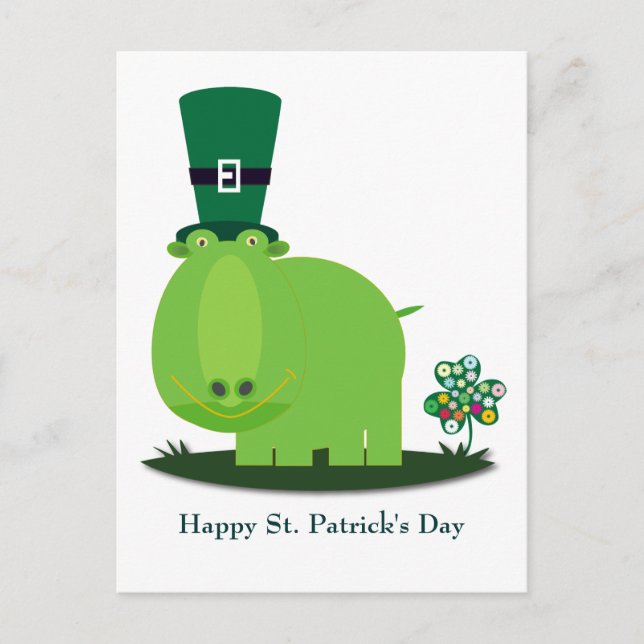 Carte Postale Saint Patrick : HIPPO vert (Devant)