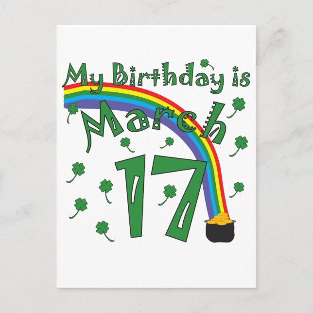 Carte Postale Saint Patrick's Day Anniversaire (Devant)