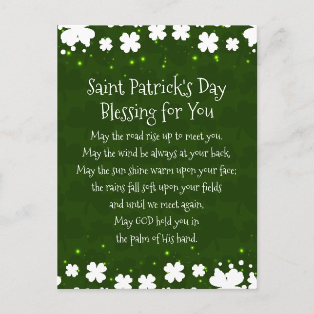 Carte Postale Saint Patrick's Day Blessing May the Road Rise Up (Devant)