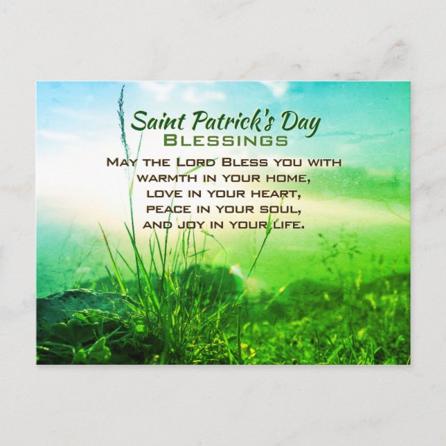 Carte Postale Saint Patrick's Day Blessings, Prière irlandaise (Devant)