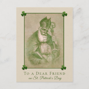 Carte Postale Saint Patrick's Day Coeur rouge shamrock Vintage
