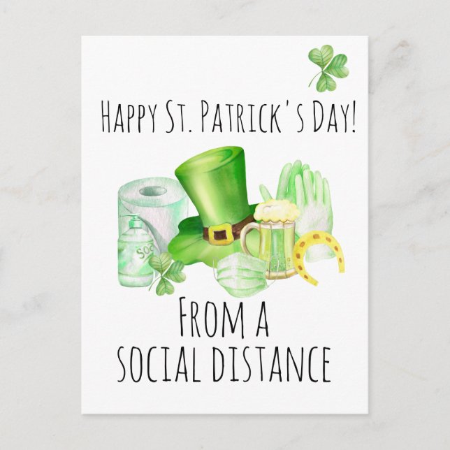 Carte Postale Saint Patrick's Day From Social Distance Covid (Devant)