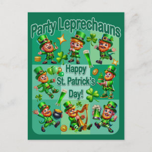 Carte Postale Saint Patrick's Day Fun Adorable "Party Leprechaun
