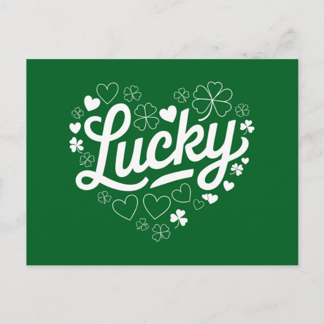 Carte Postale Saint Patrick's Day Heart Lucky Clover Shamrock (Devant)