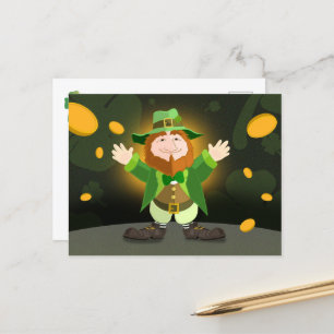 Carte Postale Saint Patrick's Day Leprechaun et Gold