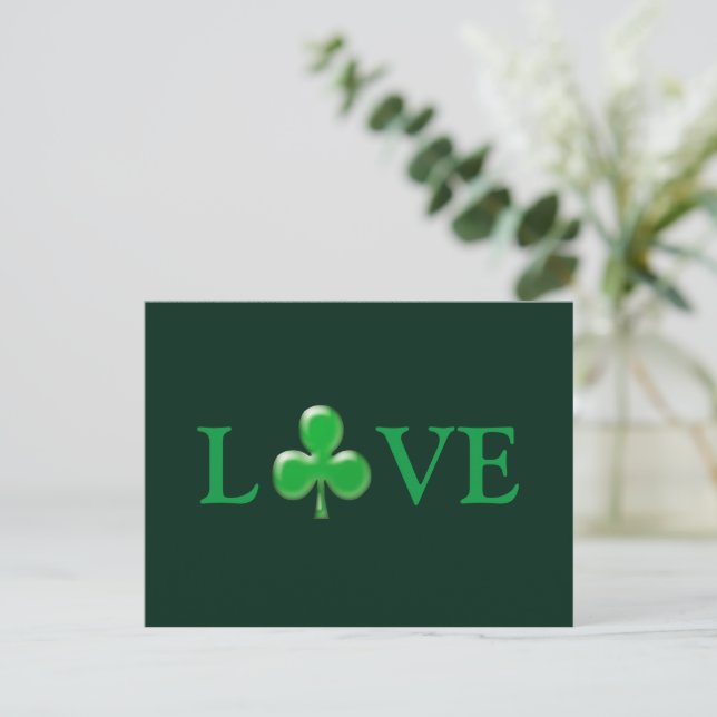 Carte Postale Saint Patrick's Day Love Green Clover Shamrock (Debout devant)