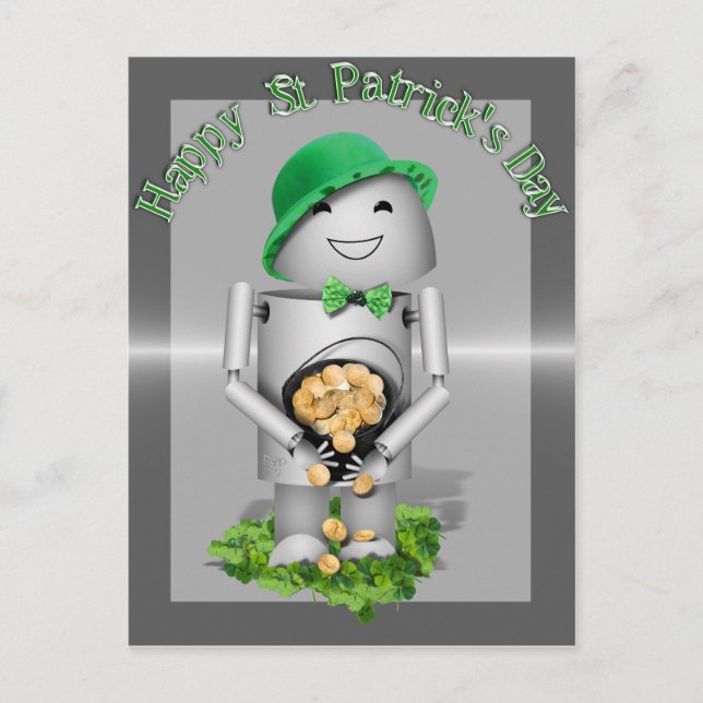 Carte Postale Saint Patrick's Day Lucky Lil' Robo-x9 (Devant)