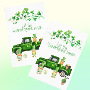 Carte Postale Saint Patrick's Day Shenanigans Begin Truck Gnomes