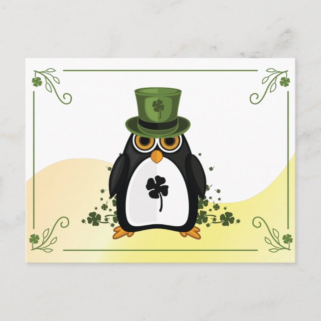 Carte Postale Saint Patrick's Penguin (Devant)