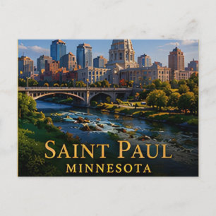 Carte Postale Saint Paul Minnesota Mississippi River et Capitole