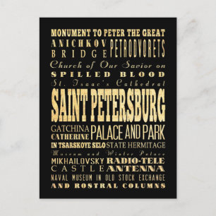 Carte Postale Saint-Pétersbourg de Russie Typographie Art