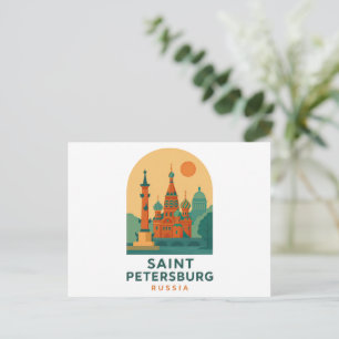 Carte Postale Saint-Pétersbourg Russie Art de Voyage Rétro