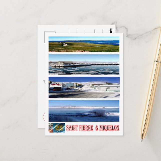 Carte Postale Saint Pierre et Miquelon - Mosaïque - (Devant/Arrière en situation)