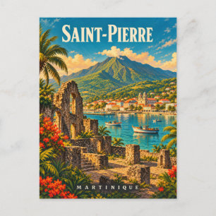 Carte Postale Saint-Pierre Martinique Vintage Retro Travel