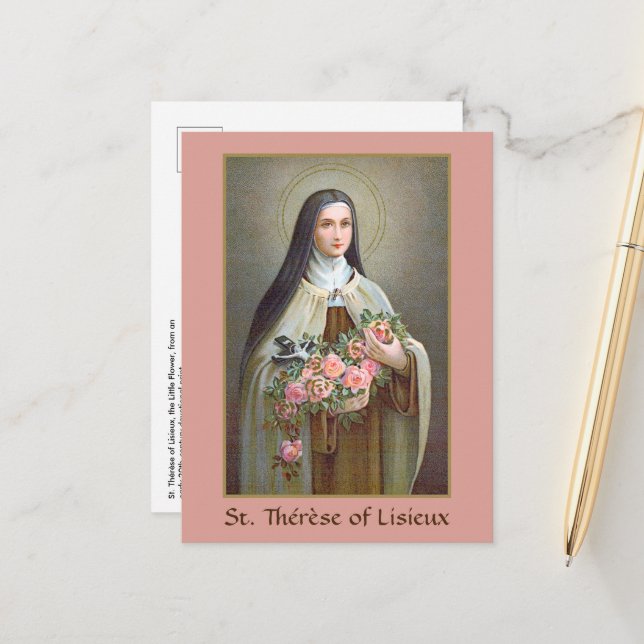 Carte Postale Saint-Thérèse de Lisieux la Petite Fleur (BJE 01) (Devant/Arrière en situation)