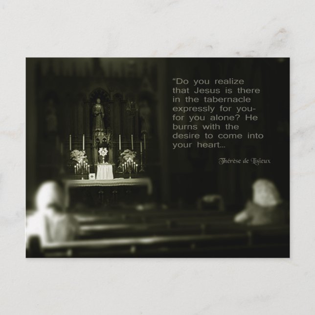 Carte Postale Saint-Thérèse sur l'adoration eucharistique (Devant)
