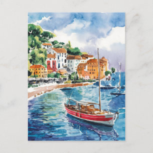 Carte Postale Saint Tropez France Peinture aquarelle