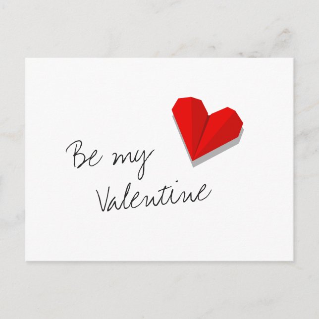 Carte Postale Saint Valentin Amour Coeur Origami Vector (Devant)