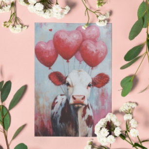 Carte Postale Saint-Valentin au ballon de vache