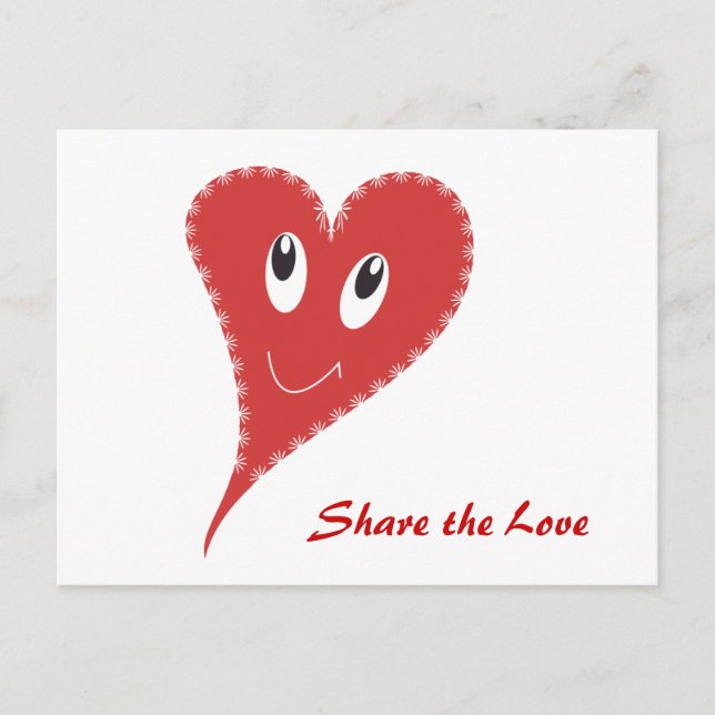 Carte Postale Saint-Valentin au cœur souriant (Devant)