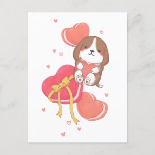 Carte Postale Saint Valentin : Beagle & Macarons