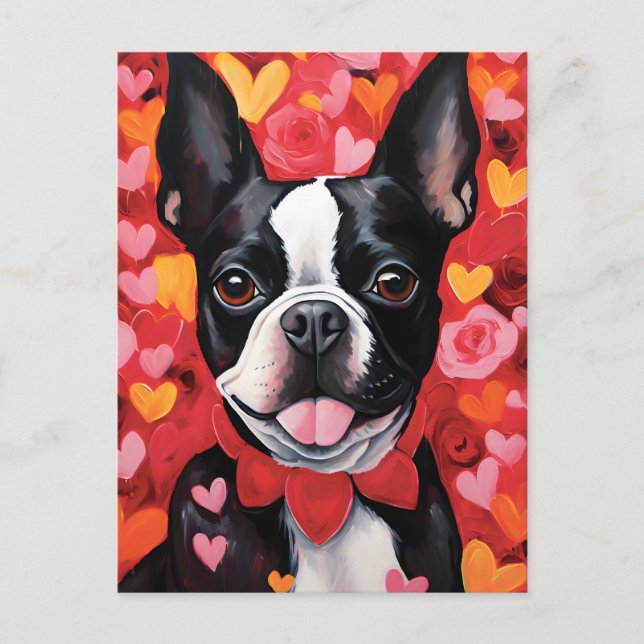 Carte Postale Saint-Valentin Boston Terrier (Devant)