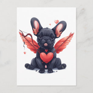 Carte Postale Saint-Valentin Bouledogue Français Cupidon