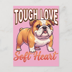 Carte Postale Saint-Valentin Bulldog Mignon – Amour Fort, Cœur T
