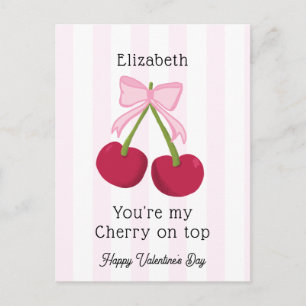Carte Postale Saint-Valentin Cerise sur le dessus Coquette Rayur