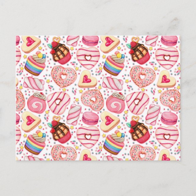 Carte Postale Saint Valentin Cookies et Cupcakes (Devant)