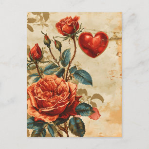 Carte Postale Saint-Valentin des Roses vintages